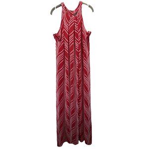 Chico's Red & White Halter Maxi Dress